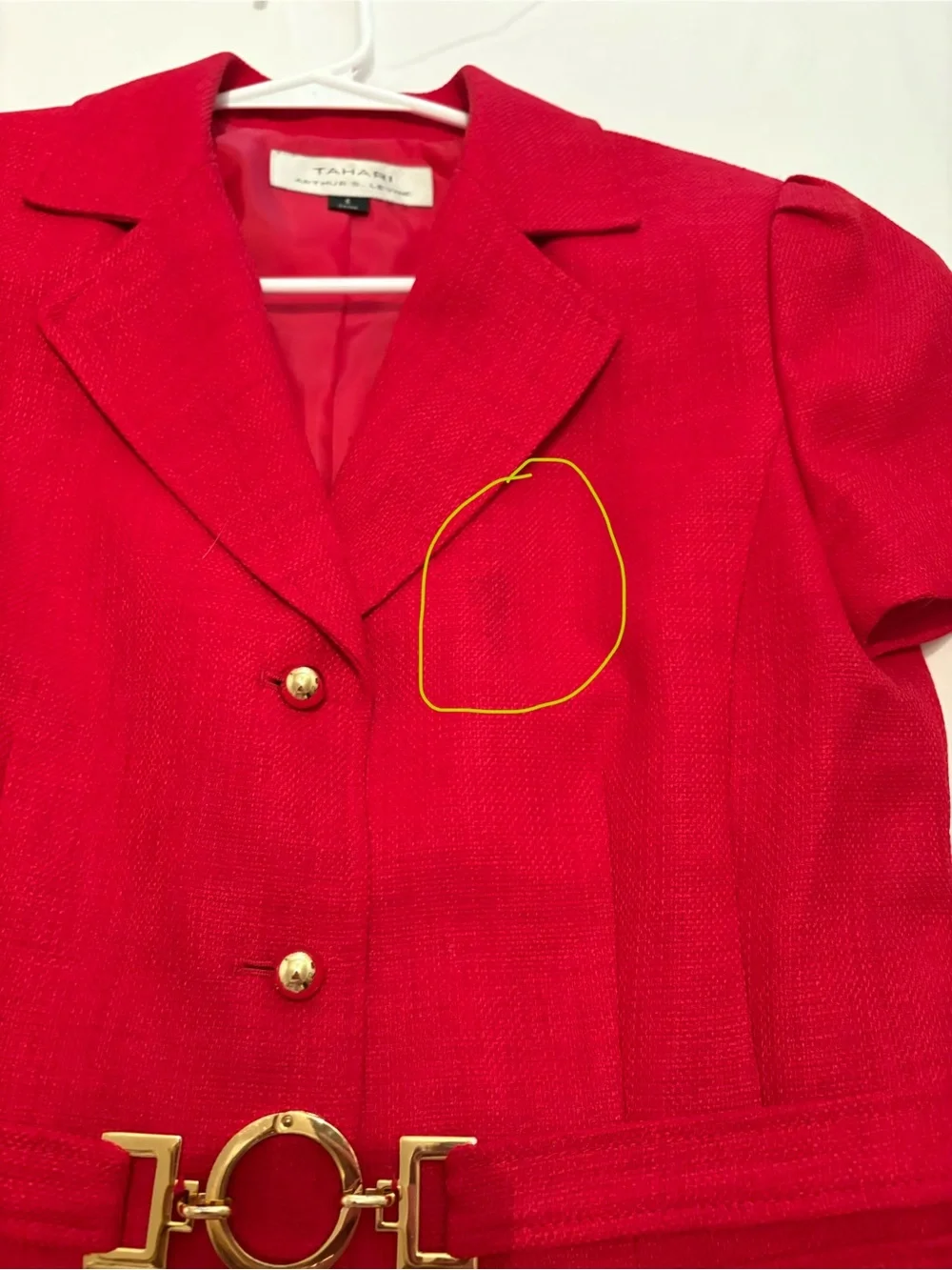 Vibrant red, short-sleeved tailored blazer jacket from Tahari Arthur S. Levine 6